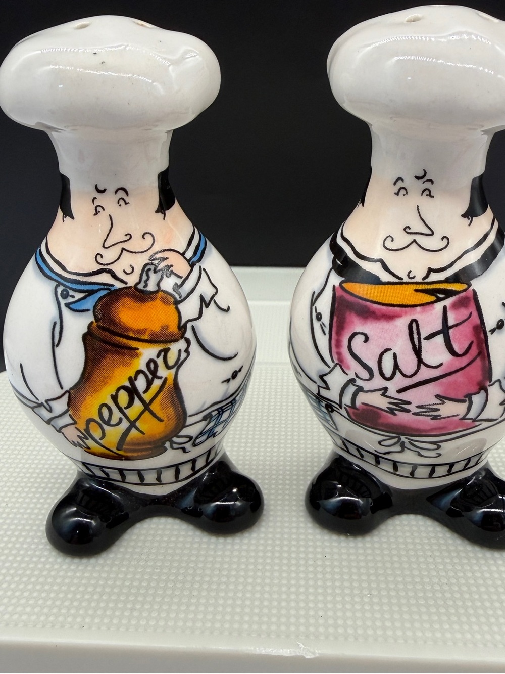 Vintage MudPie Bon Appetite Fat Chef Salt & Pepper Shakers 3.5” Tall